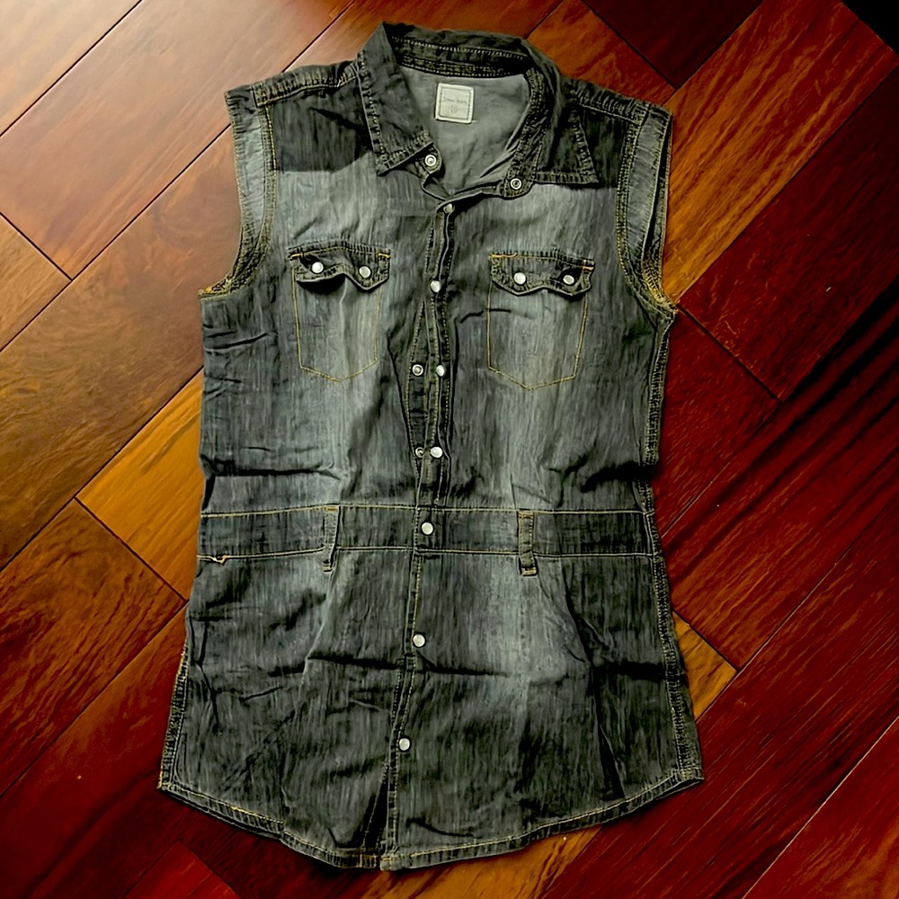 Grey denim vest
